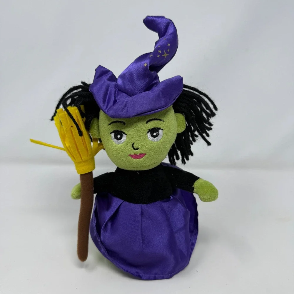 Cupcakes & Cartwheels Green Purple Speak & Repeat Witch Plush Halloween Decor